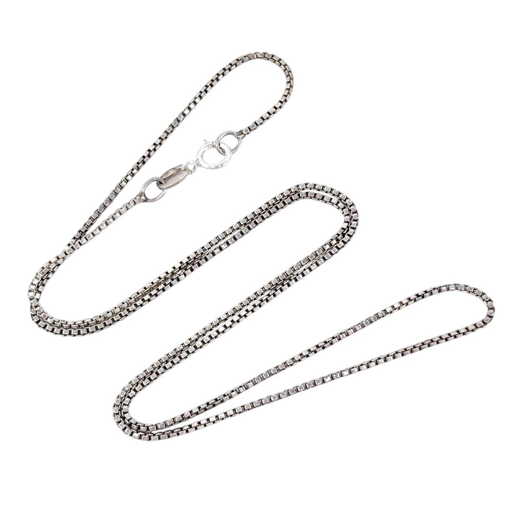 Vintage Italy Sterling Silver 925 Box Chain Necklace 16”
